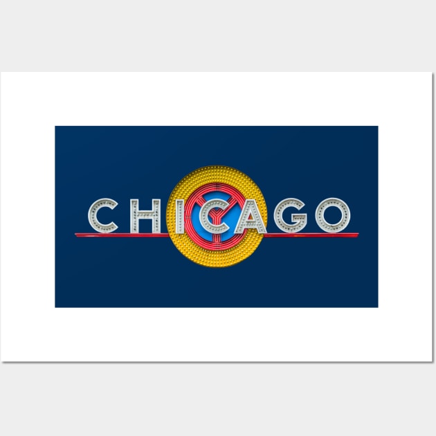 Chicago Theater Main Marquee Wall Art by Enzwell